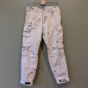 Reese Cooper Cargo Pant Pyrophyte Stamp Print Cotton Canvas 30 x 29 Mens Tan